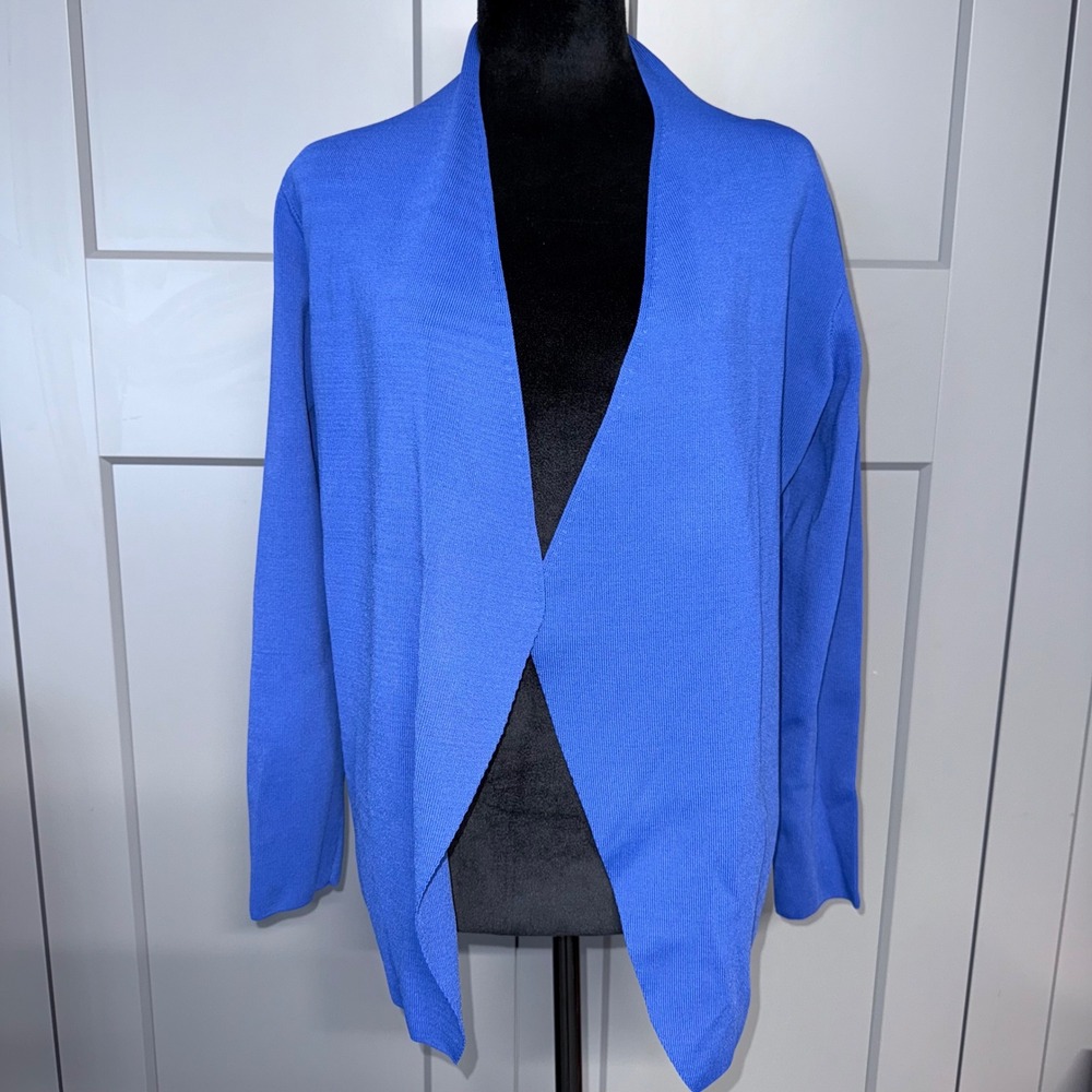 Vintage Gumps San Francisco Blue Knit‎ Open Front Cardigan Sweater Womens Medium